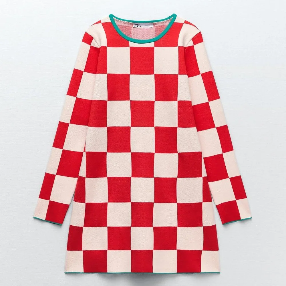 Zara Plaid Knit Dress_12